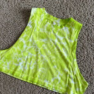 Lululemon Neon Yellow Tie Dye Cropped Tank Size 8